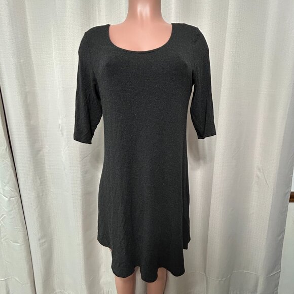 Eileen Fisher Half Sleeve Pullover Mini Dress Women's Size Medium Dark Gray - Picture 1 of 10